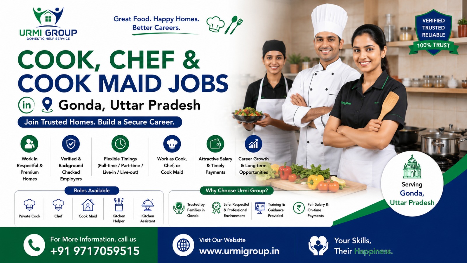 Cook, Chef, and Cook Maid Jobs in Gonda, Uttar Pradesh – Full-Time, Part-Time & Live-In Hiring
