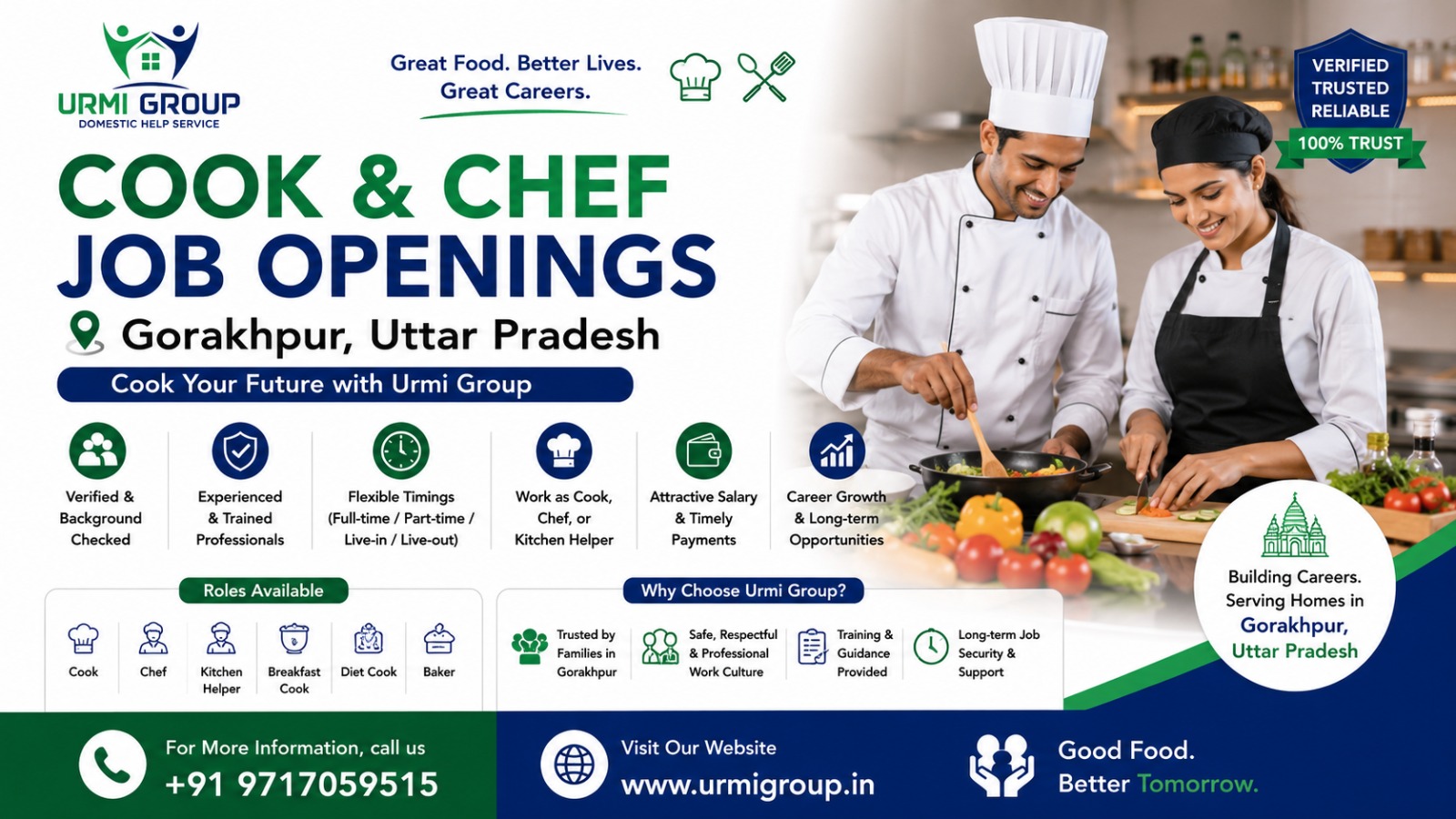 Cook, Chef & Cook Maid Jobs in Gorakhpur | Urmi Group