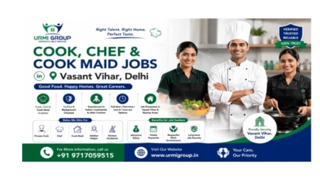 Cook, Chef & Cook Maid Jobs in Vasant Vihar, Delhi – Full-Time, Part-Time, and Live-In Hiring