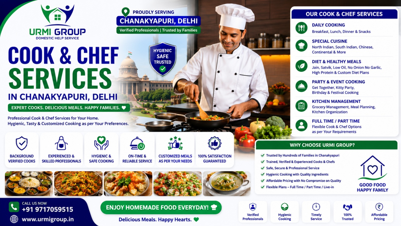 Elite Cook & Chef Services in Chanakyapuri, Delhi | Urmi Group