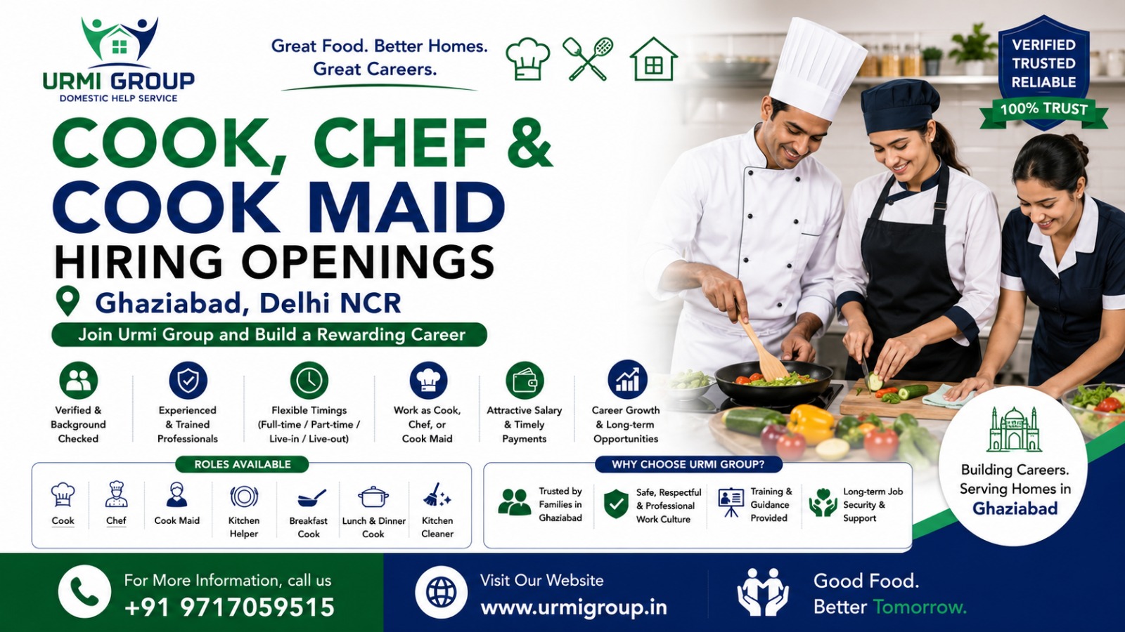 Cook, Chef, and Cook Maid Jobs in Ghaziabad – Full-Time, Part-Time, and Live-In Hiring