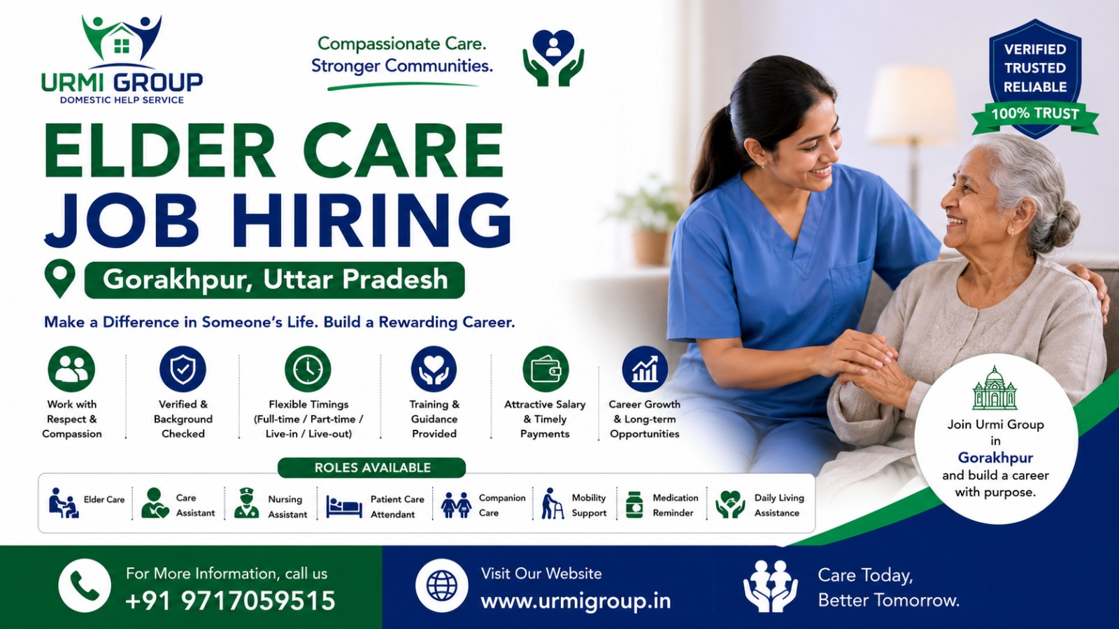 Elder Care & Caregiver Jobs in Gorakhpur – Full-Time, Part-Time & Live-In Hiring