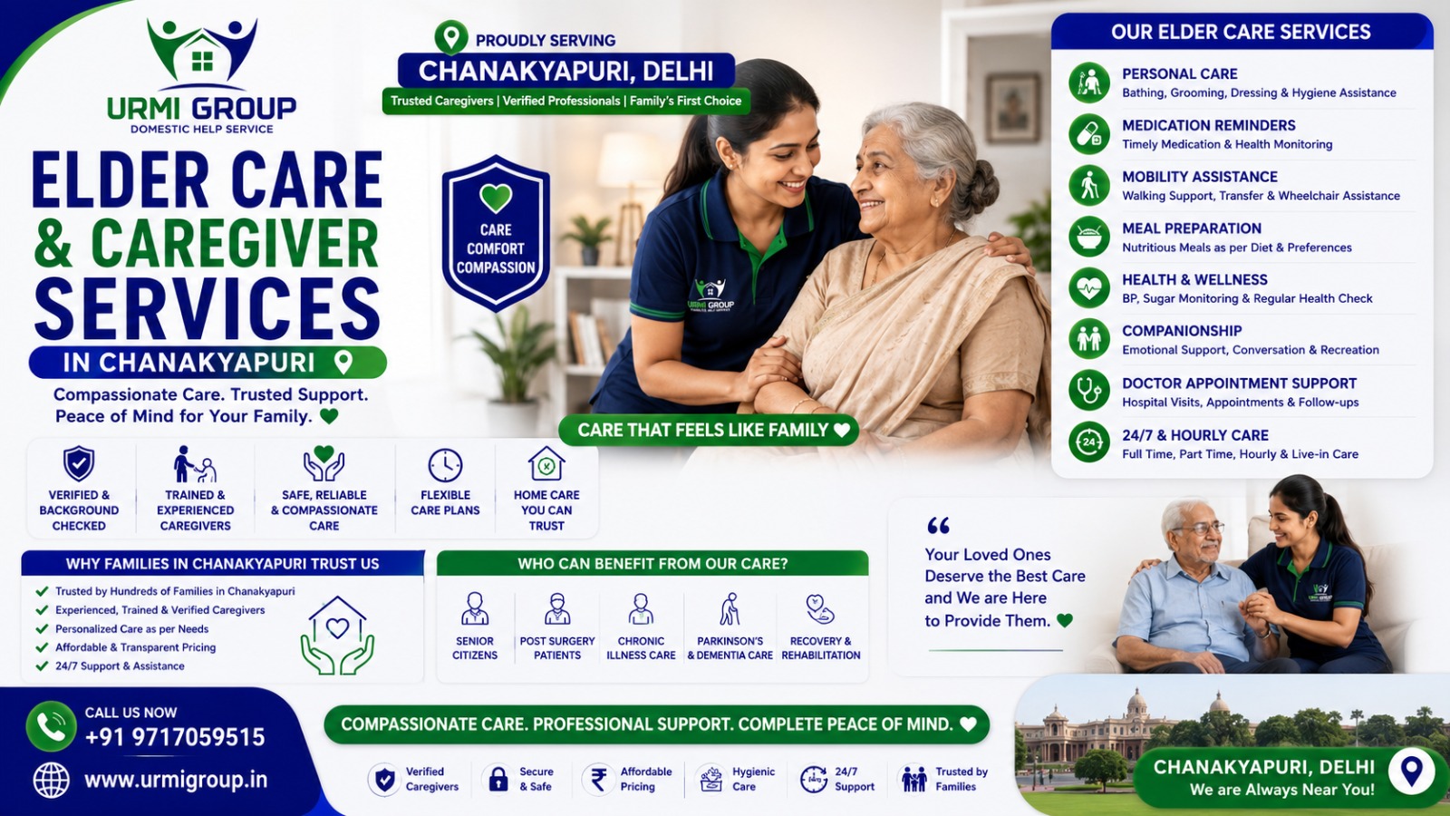 Trusted Elder Care & Caregiver Services in Chanakyapuri | Urmi Care