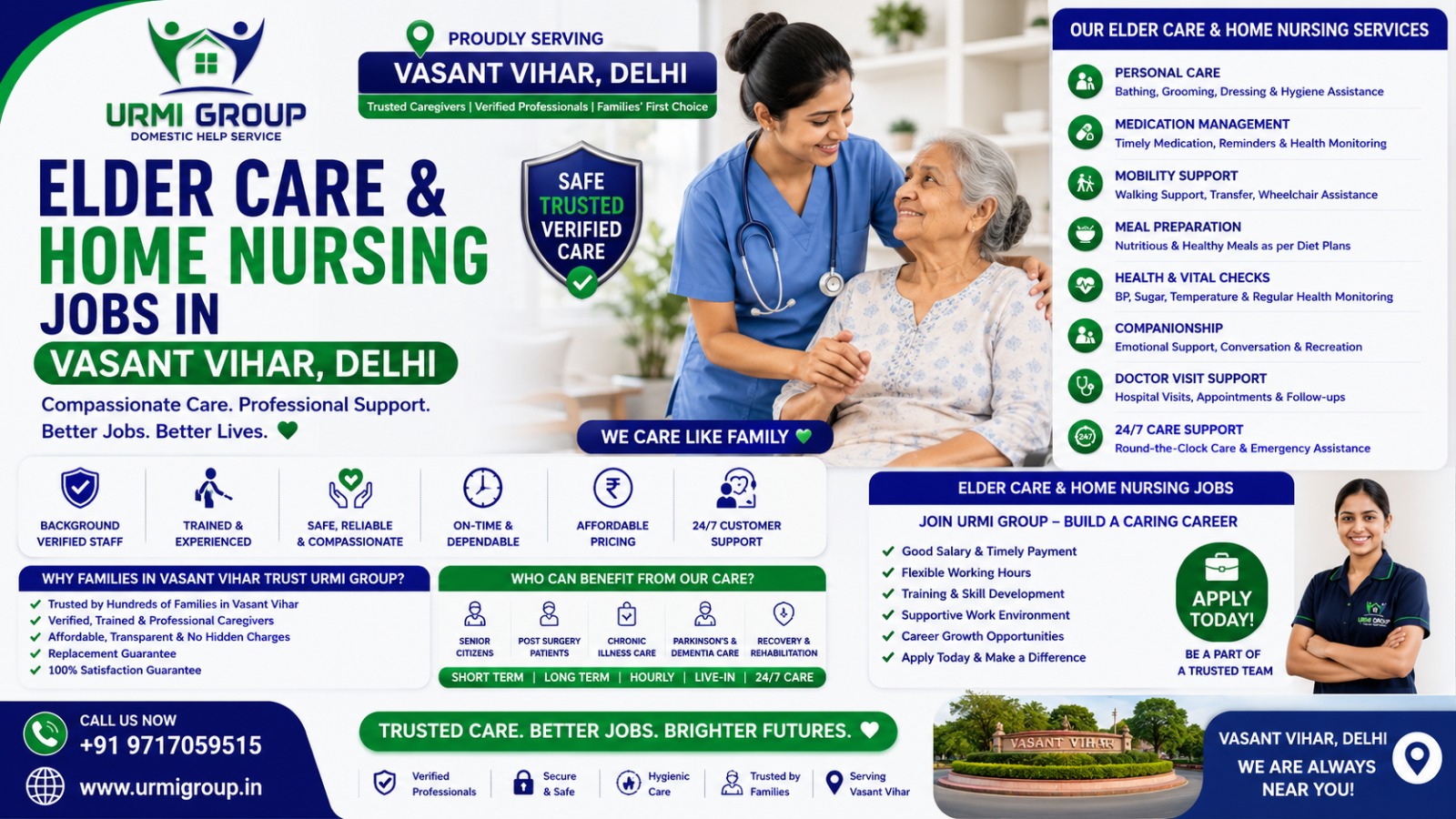 Elder Care & Home Nursing Jobs in Vasant Vihar, Delhi | Urmi Group