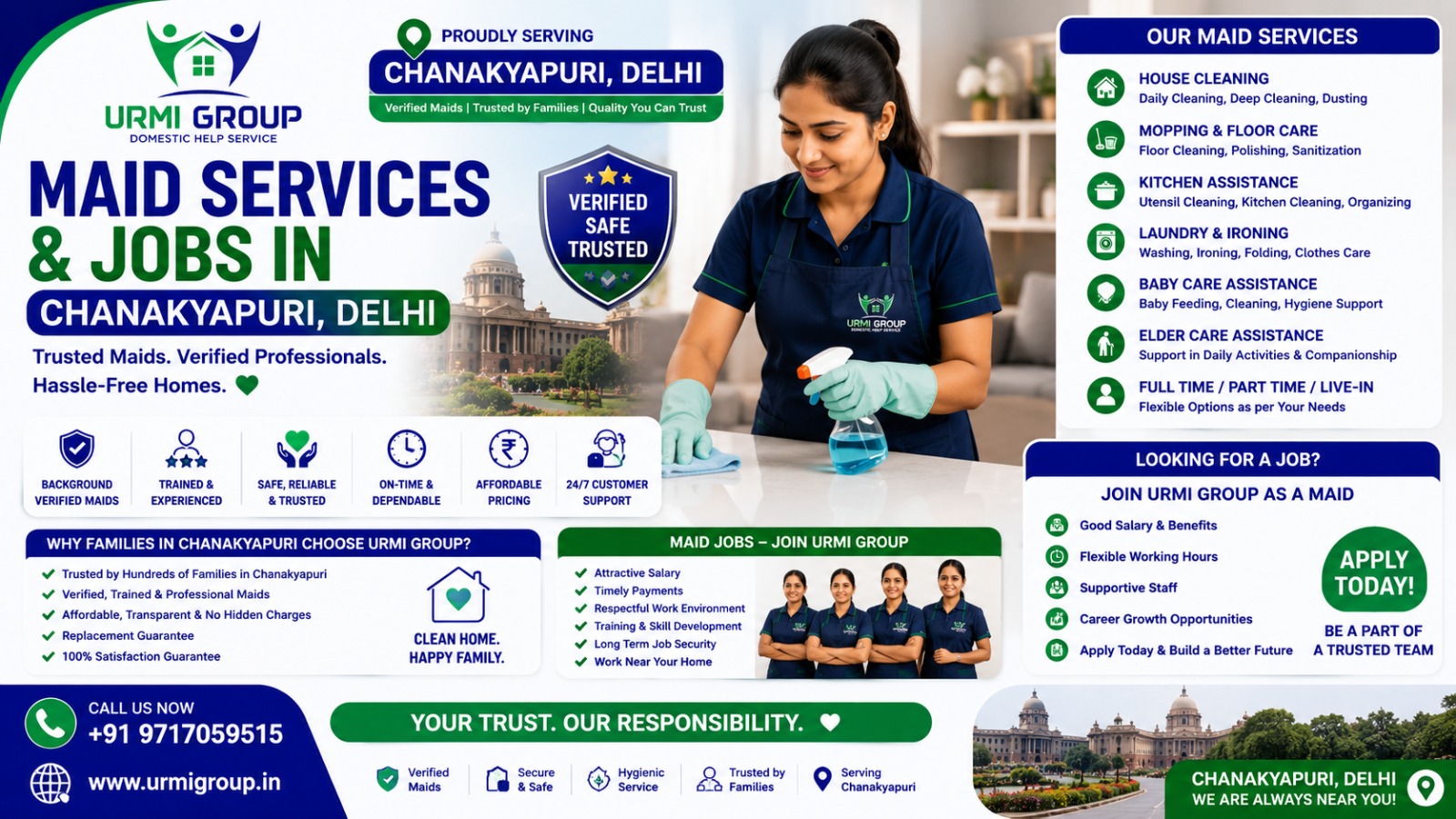 Elite Maid Services & Jobs in Chanakyapuri, Delhi | Urmi Group